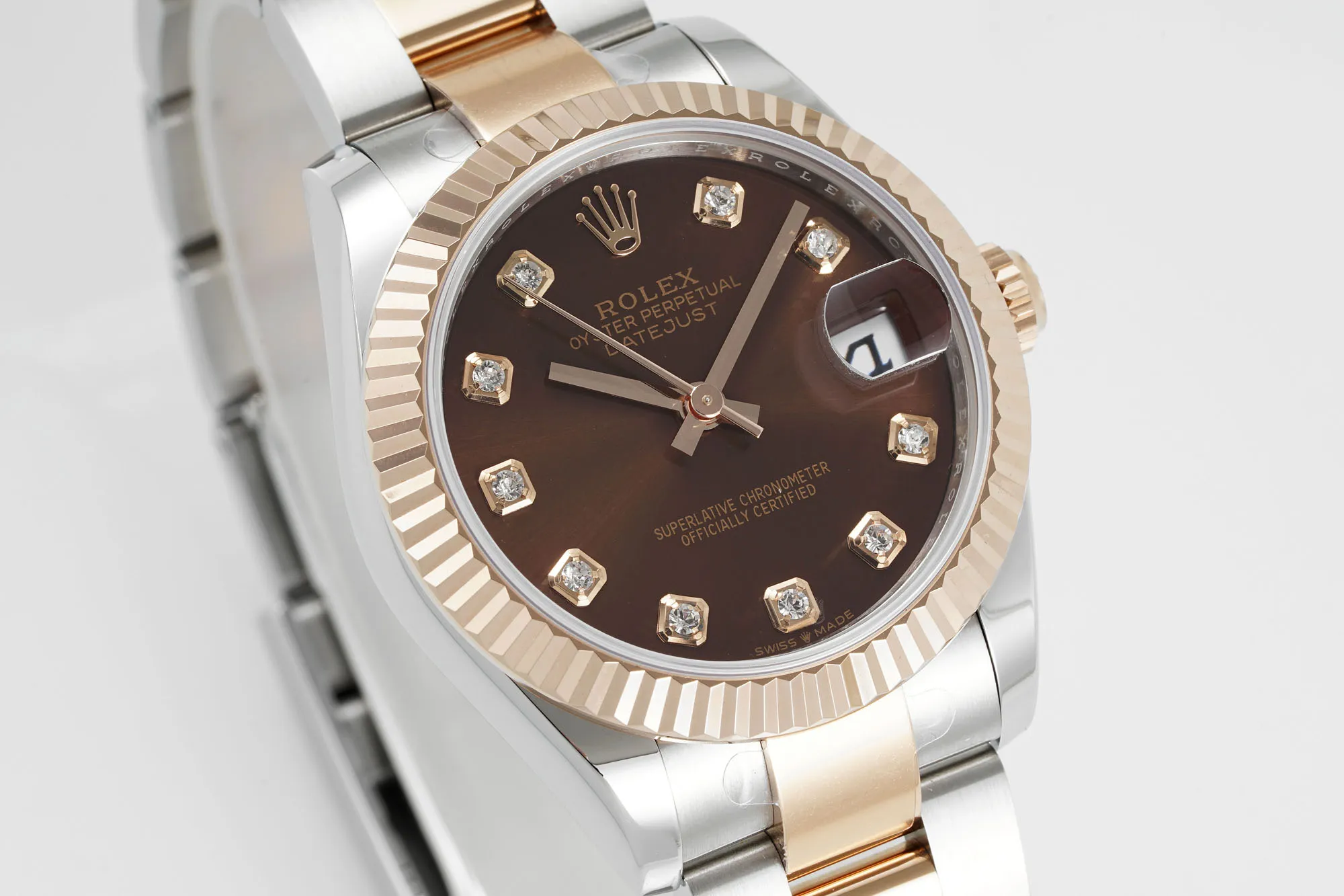 AR Factory Rolex Datejust 31mm Chocolate Dial Diamond Markers Two-Tone Stainless Steel and Yellow Gold Oyster Bracelet Ladies Watch - 图片 3