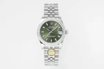 AR Factory Rolex Datejust 31mm Green Dial Diamond Bezel Stainless Steel Jubilee Bracelet Women’s Luxury Watch