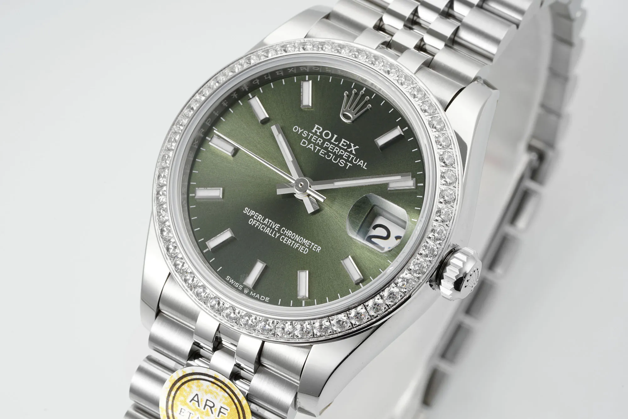 AR Factory Rolex Datejust 31mm Green Dial Diamond Bezel Stainless Steel Jubilee Bracelet Women’s Luxury Watch - 图片 2