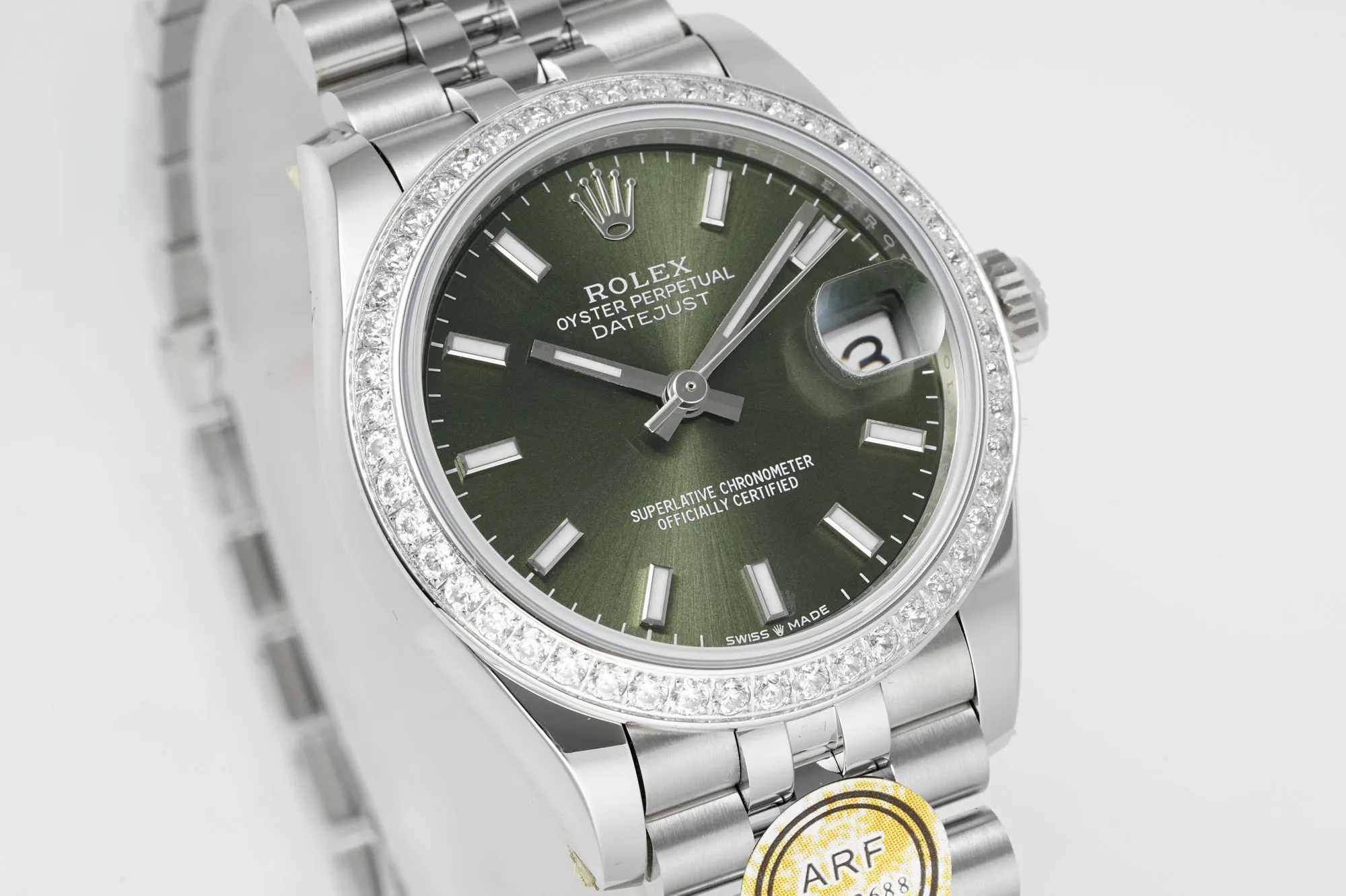 AR Factory Rolex Datejust 31mm Green Dial Diamond Bezel Stainless Steel Jubilee Bracelet Women’s Luxury Watch - 图片 3