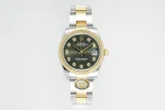AR Factory Rolex Datejust 31mm Green Dial Diamond-Set Fluted Bezel Two-Tone Oystersteel and Yellow Gold Oyster Bracelet Watch