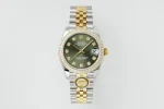 AR Factory Rolex Datejust 31mm Olive Green Dial Diamond Bezel Two-Tone Gold & Steel Jubilee Bracelet Ladies Watch