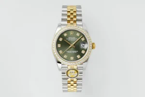 AR Factory Rolex Datejust 31mm Olive Green Dial Diamond Bezel Two-Tone Gold & Steel Jubilee Bracelet Ladies Watch