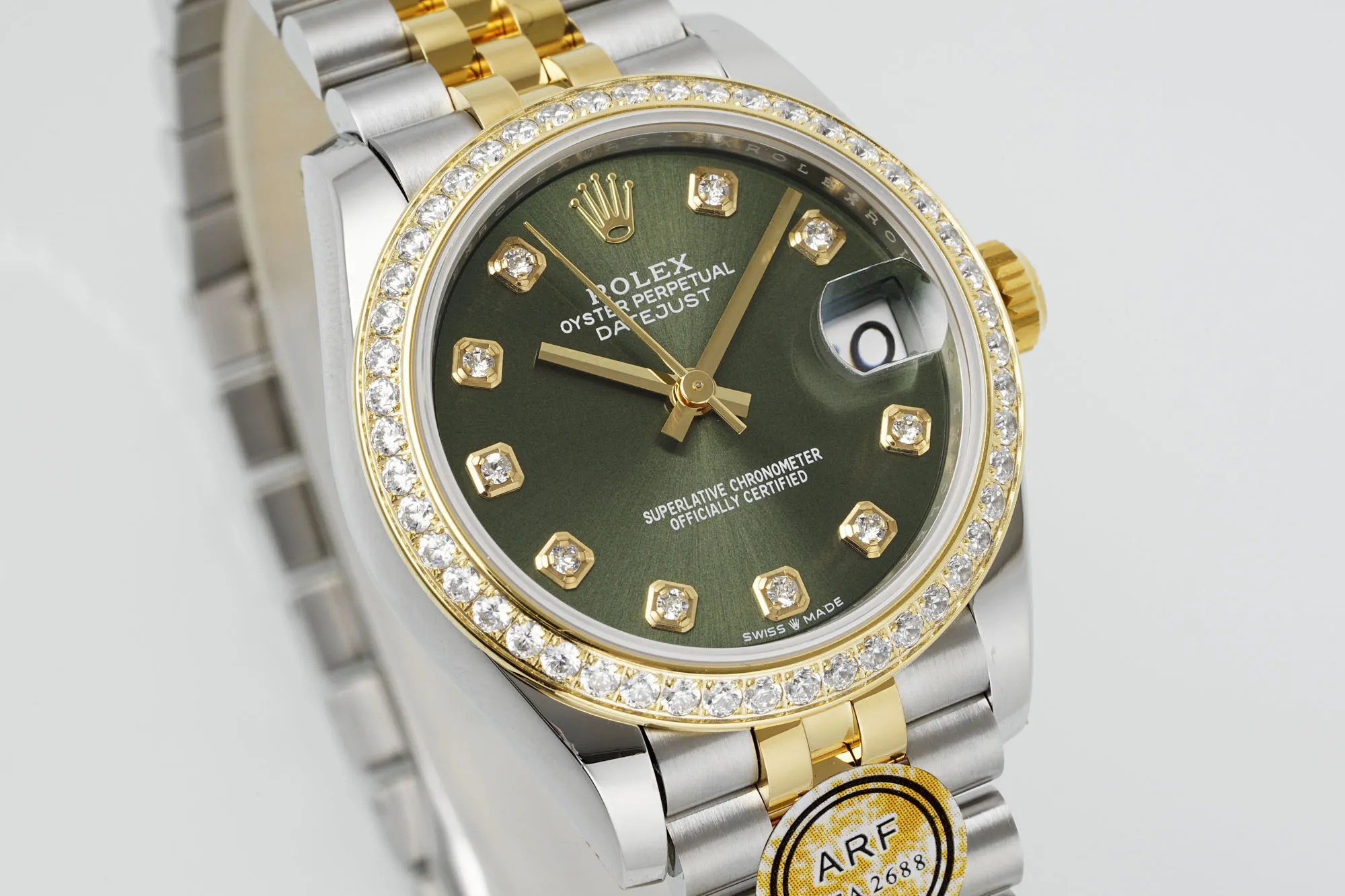 AR Factory Rolex Datejust 31mm Olive Green Dial Diamond Bezel Two-Tone Gold & Steel Jubilee Bracelet Ladies Watch - 图片 2