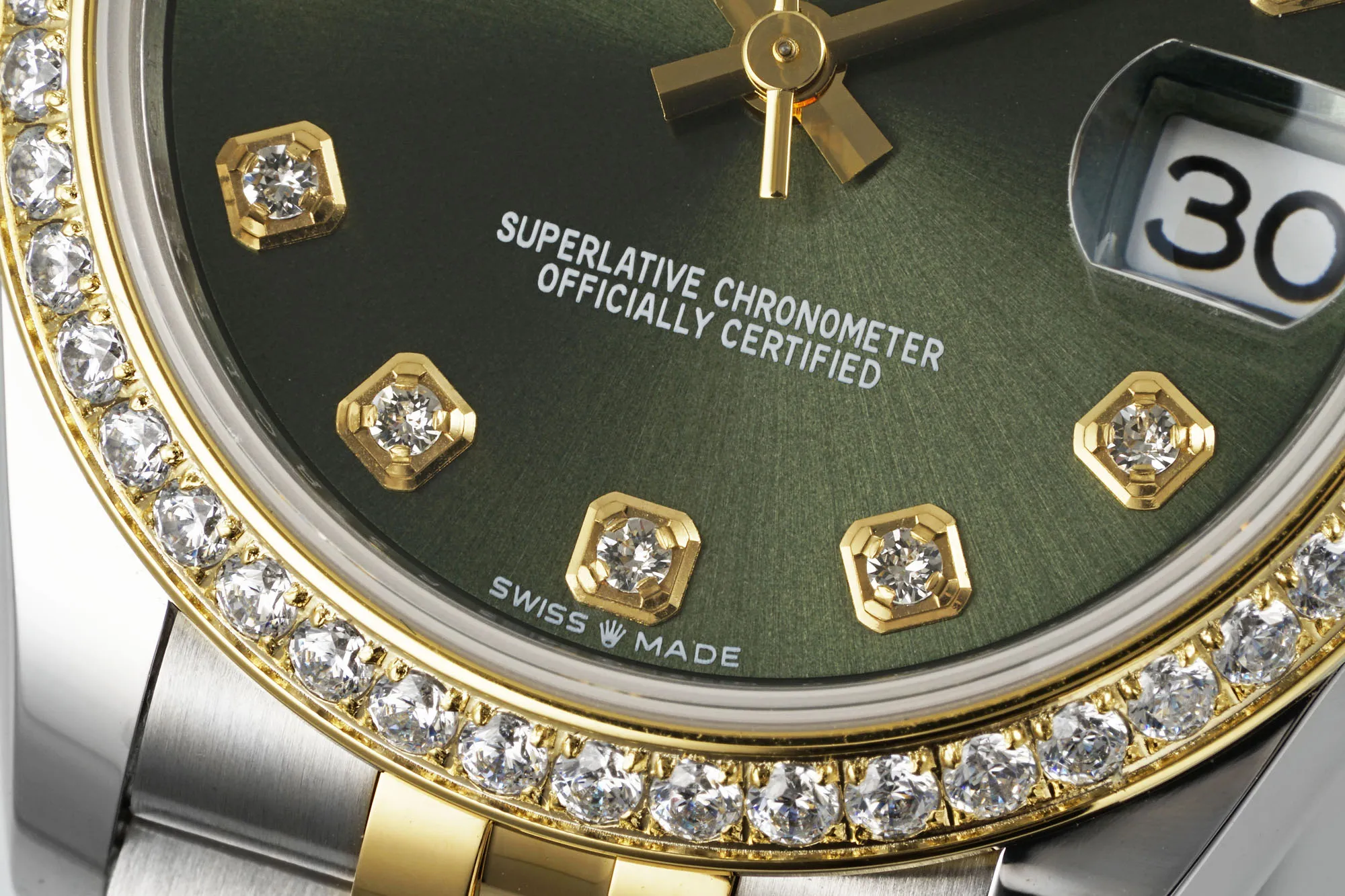 AR Factory Rolex Datejust 31mm Olive Green Dial Diamond Bezel Two-Tone Gold & Steel Jubilee Bracelet Ladies Watch - 图片 4
