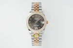 AR Factory Rolex Datejust 31mm Oystersteel and Everose Gold Diamond Bezel Grey Roman Dial Jubilee Bracelet Luxury Watch