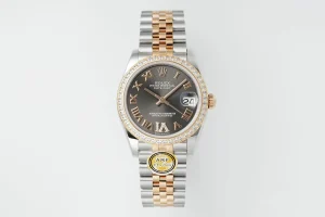AR Factory Rolex Datejust 31mm Oystersteel and Everose Gold Diamond Bezel Grey Roman Dial Jubilee Bracelet Luxury Watch