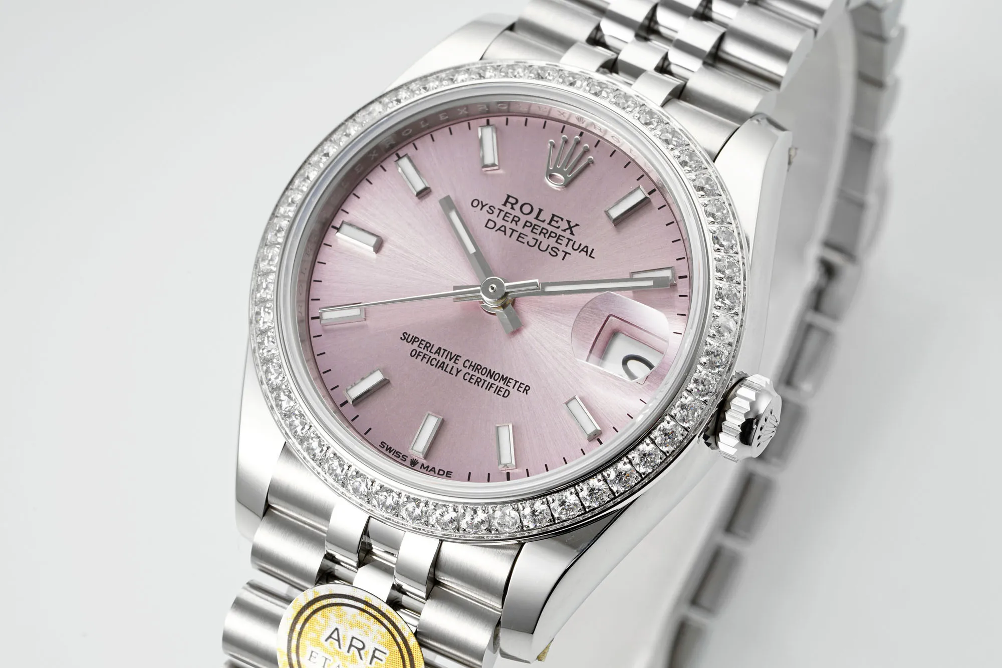 AR Factory Rolex Datejust 31mm Pink Dial Diamond Bezel Stainless Steel Jubilee Bracelet Women’s Luxury Watch - 图片 2