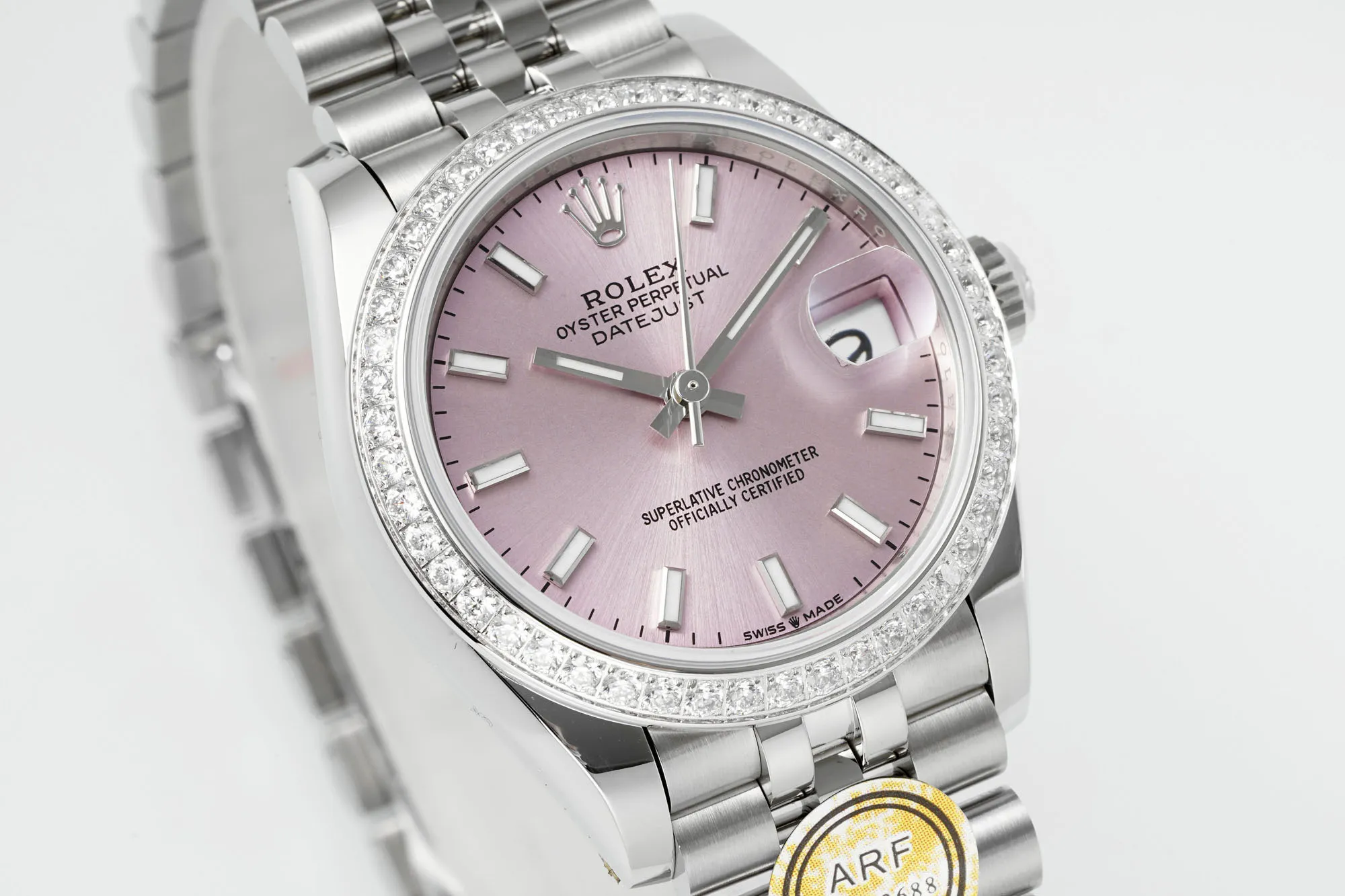 AR Factory Rolex Datejust 31mm Pink Dial Diamond Bezel Stainless Steel Jubilee Bracelet Women’s Luxury Watch - 图片 3