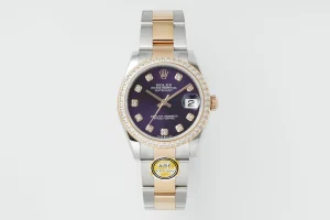 AR Factory Rolex Datejust 31mm Purple Dial Diamond Bezel Two-Tone Stainless Steel and Rose Gold Automatic Women’s Watch