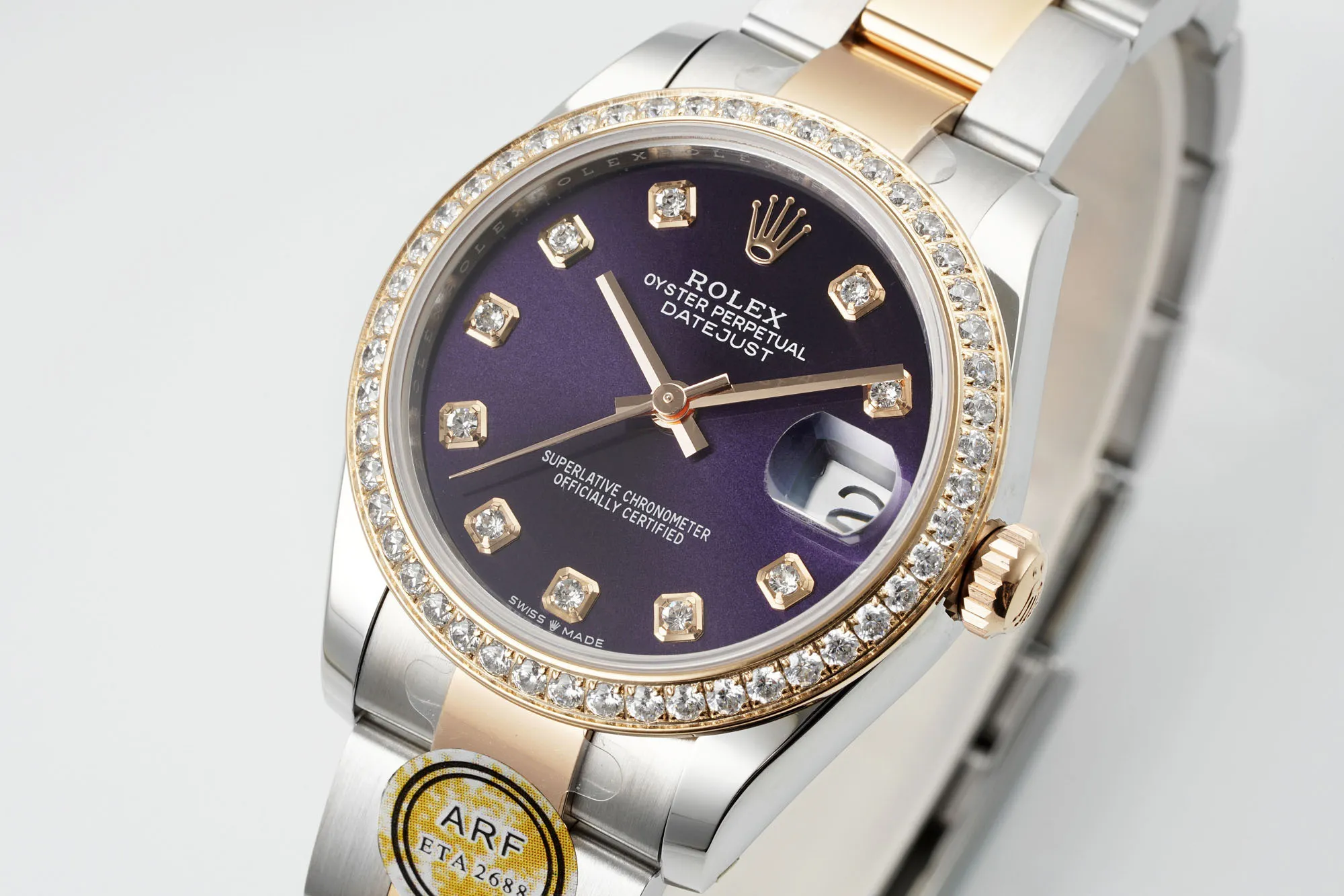 AR Factory Rolex Datejust 31mm Purple Dial Diamond Bezel Two-Tone Stainless Steel and Rose Gold Automatic Women’s Watch - 图片 2