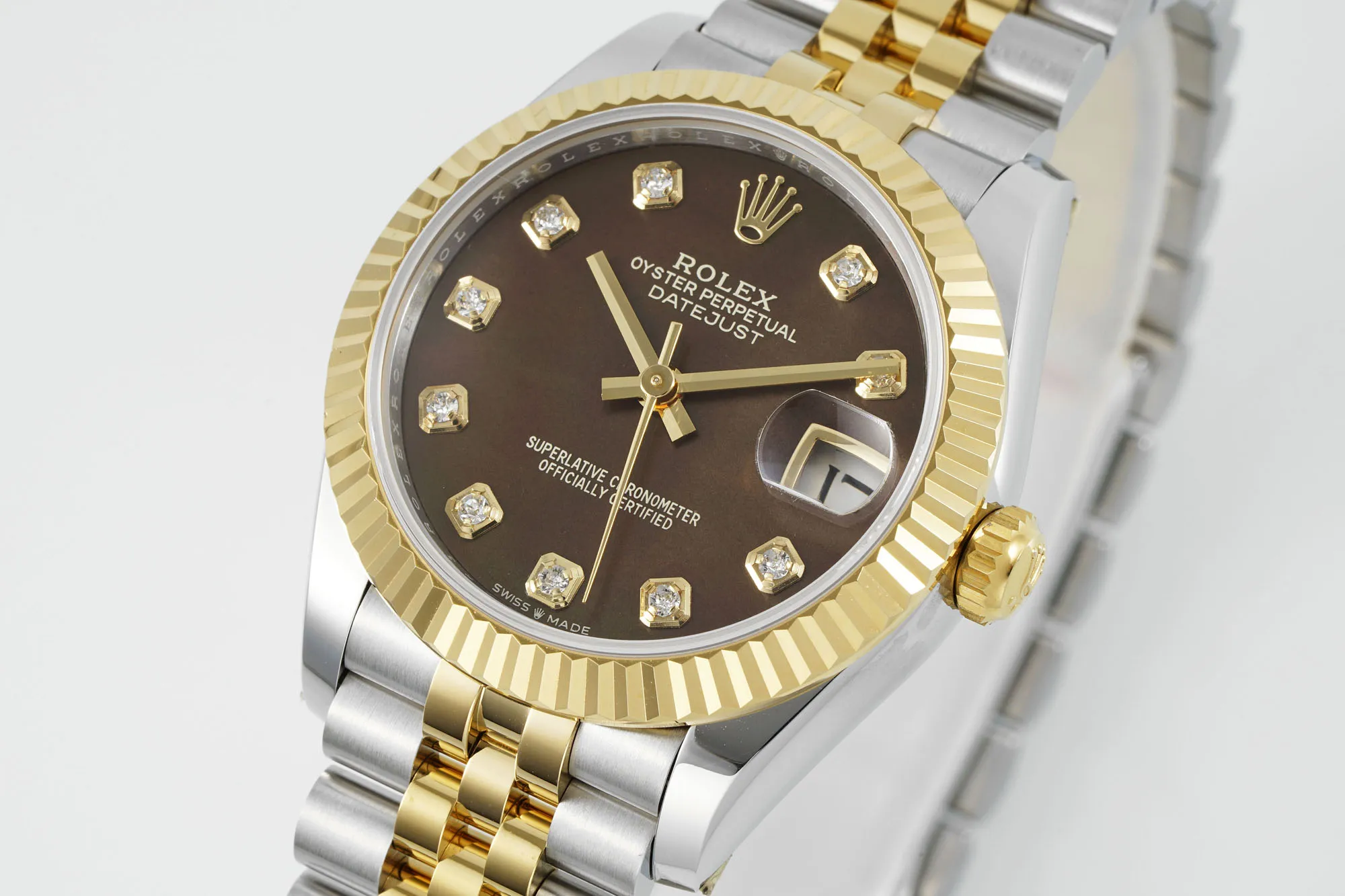AR Factory Rolex Datejust 31mm Stainless Steel and Yellow Gold Chocolate Diamond Dial Jubilee Bracelet Watch - 图片 2