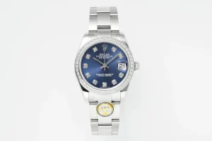 AR Factory Rolex Datejust 31mm Stainless Steel Blue Dial Diamond Bezel Oyster Perpetual Automatic Watch
