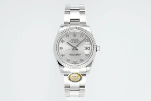 AR Factory Rolex Datejust 31mm Stainless Steel Oyster Bracelet White Dial Diamond Hour Markers Fluted Bezel Automatic Women’s Watch
