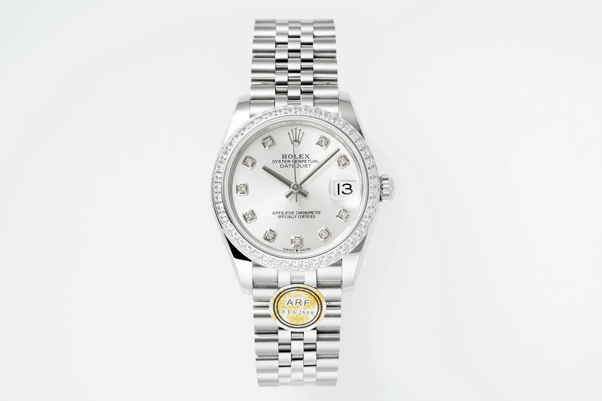 AR Factory Rolex Datejust 31mm Stainless Steel White Dial Diamond Bezel Jubilee Bracelet Women’s Watch