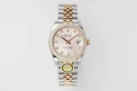 AR Factory Rolex Datejust 31mm Two-Tone Oystersteel and Yellow Gold Pink Dial Diamond Bezel Jubilee Bracelet Women’s Watch