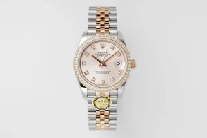 AR Factory Rolex Datejust 31mm Two-Tone Oystersteel and Yellow Gold Pink Dial Diamond Bezel Jubilee Bracelet Women’s Watch