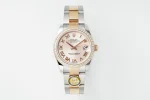 AR Factory Rolex Datejust 31mm Two-Tone Rose Gold and Stainless Steel Diamond Bezel Pink Dial Roman Numerals Women’s Watch