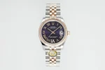 AR Factory Rolex Datejust 31mm Two-Tone Stainless Steel and 18K Everose Gold Aubergine Dial with Roman Numerals Jubilee Bracelet Watch