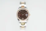 AR Factory Rolex Datejust 31mm Two-Tone Stainless Steel and 18K Rose Gold Chocolate Brown Dial with Roman Numerals Fluted Bezel Oyster Bracelet Watch