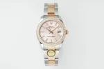 AR Factory Rolex Datejust 31mm Two-Tone Stainless Steel and Yellow Gold Pink Dial Diamond Bezel Women’s Watch