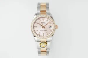 AR Factory Rolex Datejust 31mm Two-Tone Stainless Steel and Yellow Gold Pink Dial Diamond Bezel Women’s Watch