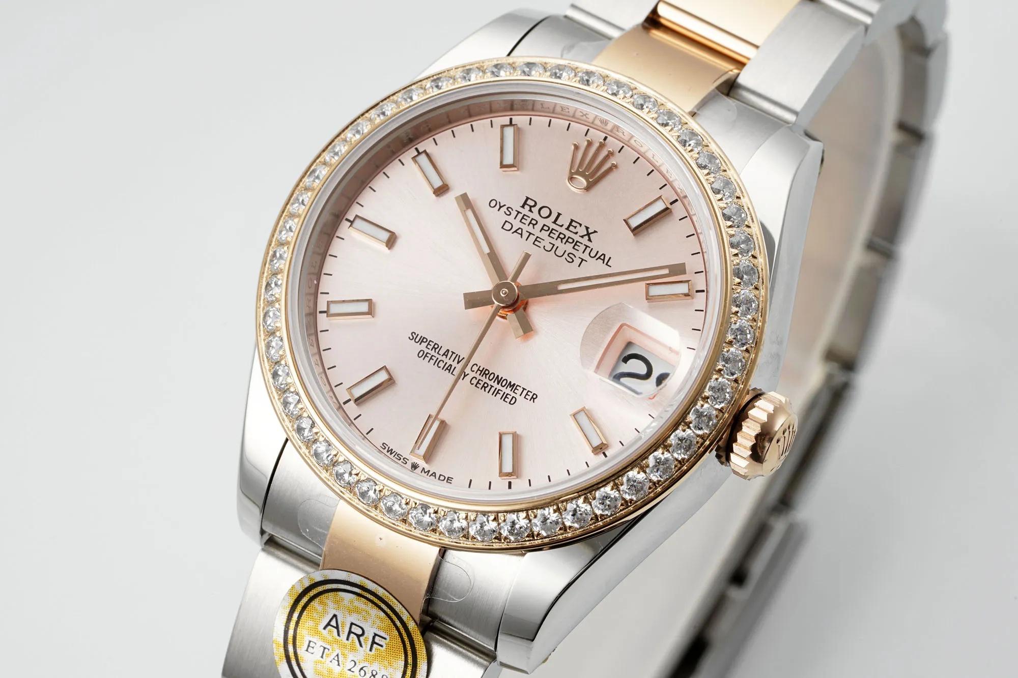 AR Factory Rolex Datejust 31mm Two-Tone Stainless Steel and Yellow Gold Pink Dial Diamond Bezel Women’s Watch - 图片 2