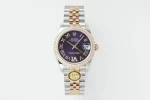 AR Factory Rolex Datejust 31mm Two-Tone Steel and Yellow Gold Aubergine Diamond Dial Jubilee Bracelet Watch