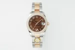 AR Factory Rolex Datejust 31mm Two-Tone Steel and Yellow Gold Oyster Bracelet Chocolate Brown Roman Dial Diamond Bezel Women’s Watch