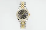 AR Factory Rolex Datejust 31mm Two-Tone Yellow Gold and Stainless Steel Black Dial Diamond Bezel and Markers Women’s Luxury Watch