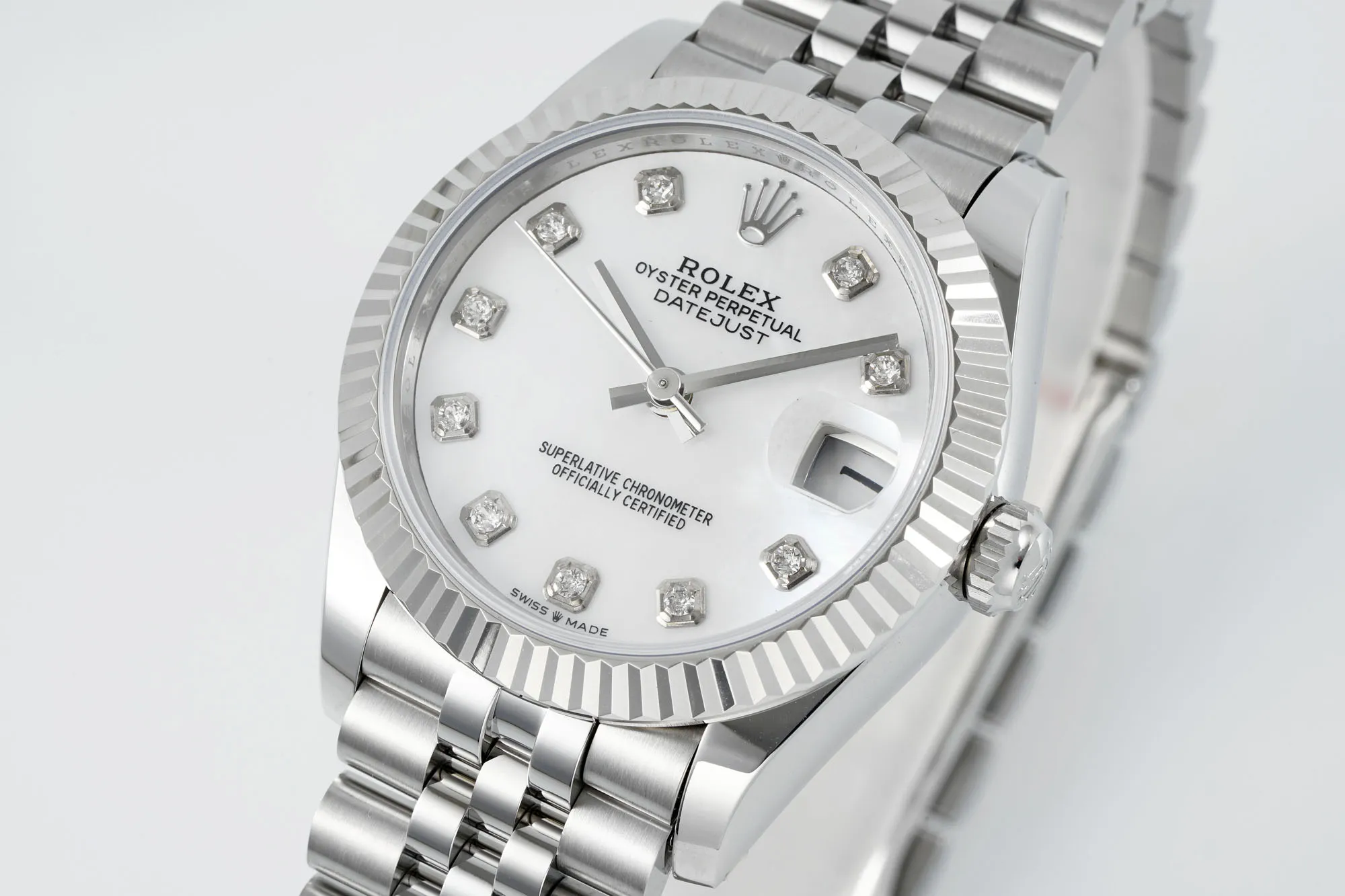 AR Factory Rolex Datejust 31mm White Dial Diamond Bezel Jubilee Bracelet Stainless Steel Ladies Watch - 图片 2
