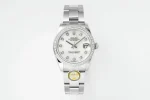 AR Factory Rolex Datejust 31mm White Dial Diamond Bezel Stainless Steel Oyster Bracelet Women’s Watch