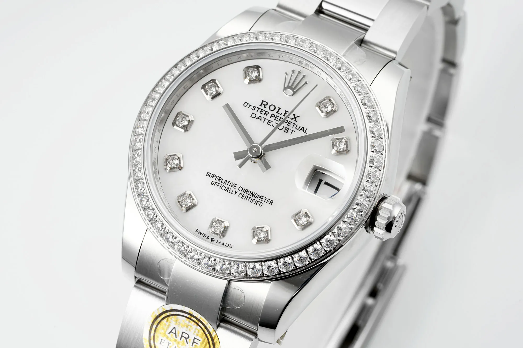 AR Factory Rolex Datejust 31mm White Dial Diamond Bezel Stainless Steel Oyster Bracelet Women’s Watch - 图片 2