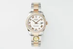 AR Factory Rolex Datejust 31mm White Dial Roman Numerals Diamond Bezel Two-Tone Steel and Rose Gold Oyster Bracelet Women’s Watch