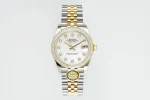 AR Factory Rolex Datejust 31mm White Mother-of-Pearl Dial Diamond Bezel Two-Tone Steel and Yellow Gold Jubilee Bracelet Luxury Women’s Watch
