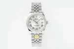 AR Factory Rolex Datejust 31mm White Roman Dial Diamond Bezel Jubilee Bracelet Stainless Steel Women’s Watch