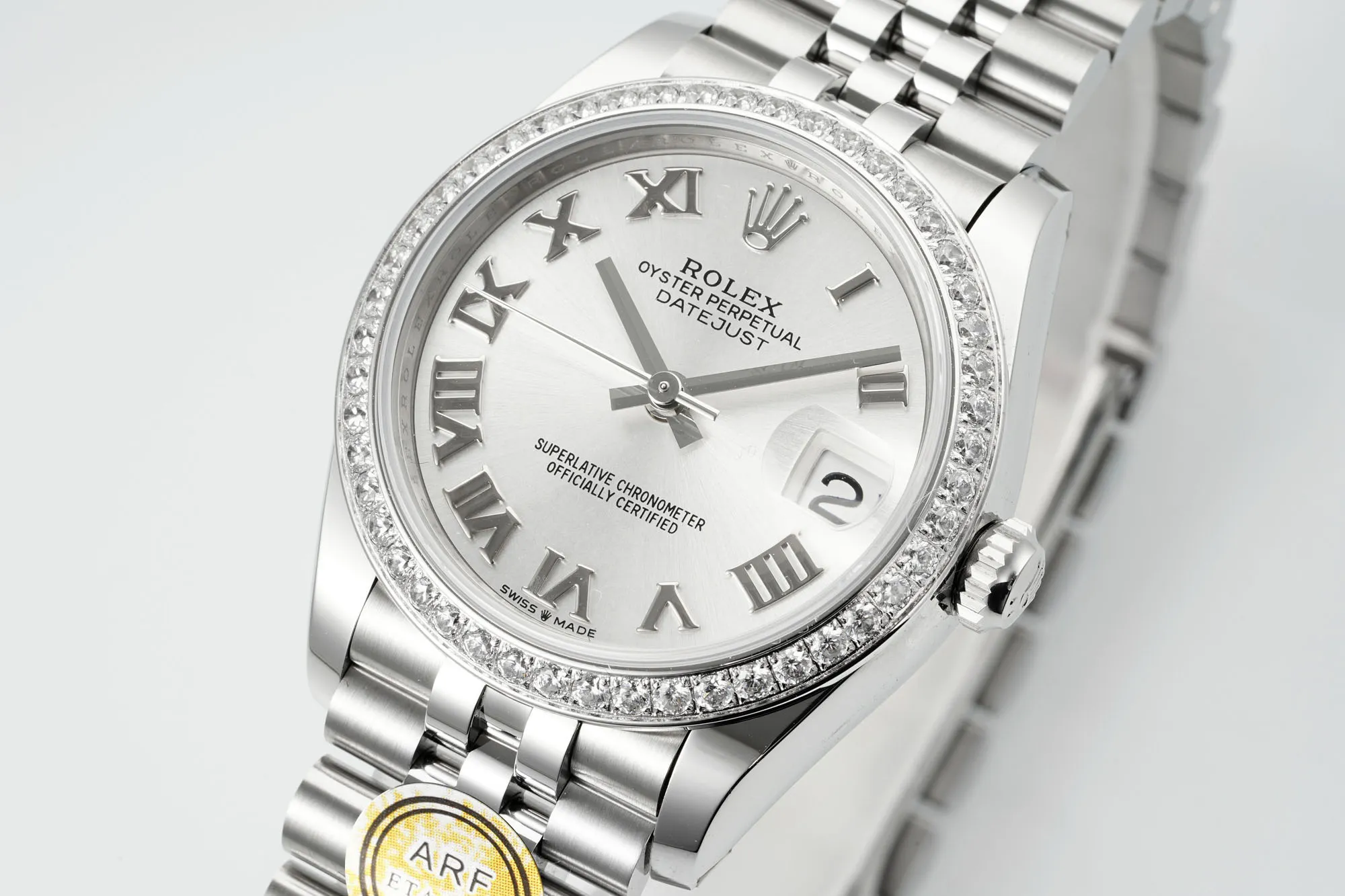 AR Factory Rolex Datejust 31mm White Roman Dial Diamond Bezel Jubilee Bracelet Stainless Steel Women’s Watch - 图片 2