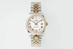 AR Factory Rolex Datejust 31mm White Roman Dial Diamond Bezel Two-Tone Steel and Rose Gold Jubilee Bracelet Ladies Watch