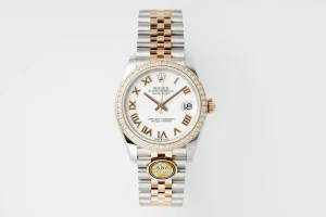 AR Factory Rolex Datejust 31mm White Roman Dial Diamond Bezel Two-Tone Steel and Rose Gold Jubilee Bracelet Ladies Watch