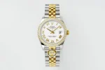 AR Factory Rolex Datejust 31mm White Roman Dial Diamond Bezel Two-Tone Yellow Gold & Steel Jubilee Bracelet Ladies Watch