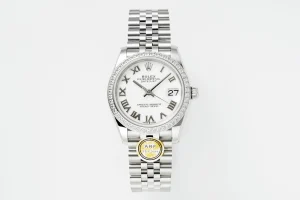 AR Factory Rolex Datejust 31mm White Roman Numeral Dial Diamond Bezel Stainless Steel Jubilee Bracelet Ladies Watch