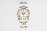 AR Factory Rolex Datejust 31mm White Roman Numeral Dial Two-Tone Stainless Steel and Rose Gold Oyster Bracelet Women’s Watch