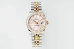 AR Factory Rolex Datejust 31mm Women’s Automatic Watch with Pink Dial, Diamond Bezel, and Two-Tone Silver Gold Jubilee Bracelet