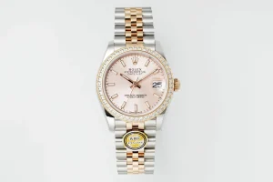 AR Factory Rolex Datejust 31mm Women’s Automatic Watch with Pink Dial, Diamond Bezel, and Two-Tone Silver Gold Jubilee Bracelet