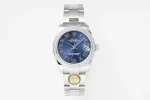 AR Factory Rolex Datejust 36mm Blue Dial Roman Numerals Diamond Bezel Stainless Steel Oyster Bracelet Luxury Watch