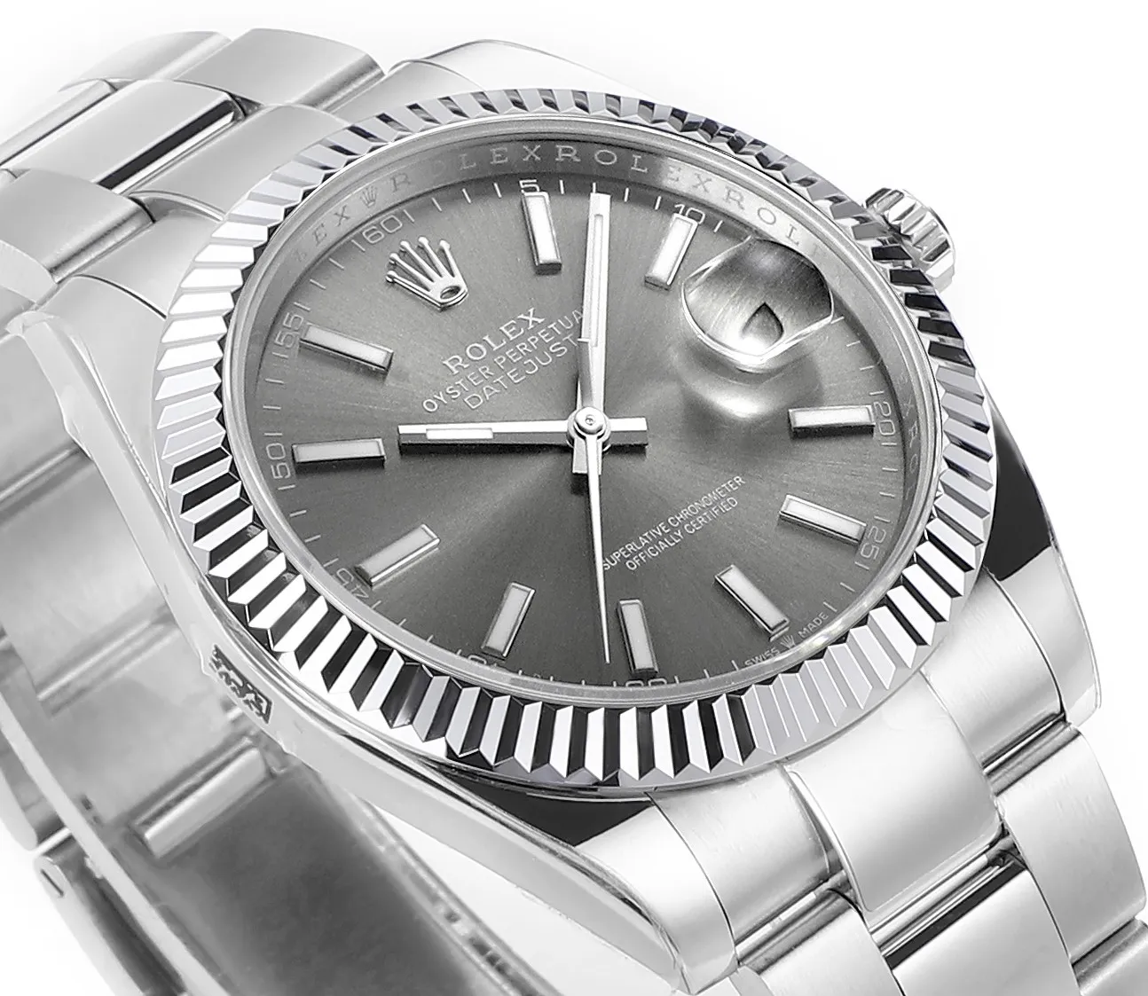 AR Factory Rolex Datejust 41 Grey Dial Fluted Bezel Stainless Steel Oyster Bracelet Men’s Luxury Watch - 图片 5