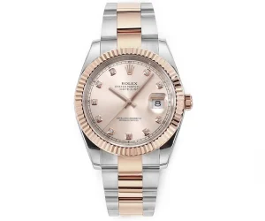 AR Factory Rolex Datejust 41 Pink Diamond Dial Fluted Bezel Everose Rolesor Oyster Bracelet Automatic Men’s Watch
