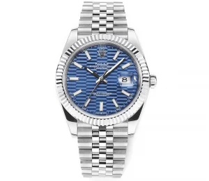 AR Factory Rolex Datejust 41mm Blue Dial Fluted Bezel Jubilee Bracelet Stainless Steel Automatic Men’s Watch