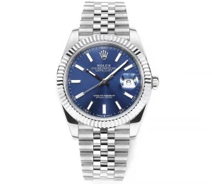 AR Factory Rolex Datejust 41mm Blue Dial Fluted Bezel Stainless Steel Jubilee Bracelet Men’s Watch