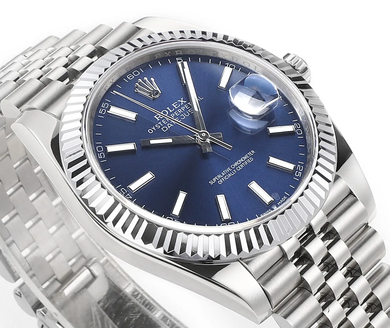 AR Factory Rolex Datejust 41mm Blue Dial Fluted Bezel Stainless Steel Jubilee Bracelet Men’s Watch - 图片 4